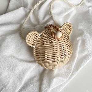 กระเป๋าของขวัญรูปหมีเล็กๆสำหรับเด็กผู้หญิงกระเป๋าหวายทำมือน่ารักขนาดเล็กสำหรับเด็กทารกเด็กวัยหัดเดิน - Product Image 3