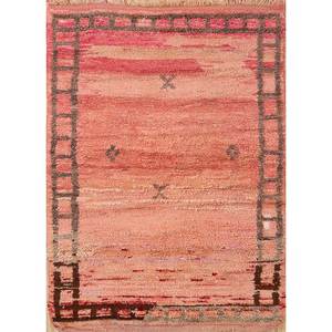 Tapis en laine noués à la main Nuray, géométriques, 9x12, pour salon, chambre, couloir, rectangulaires, abstraits, coloris orange et rouge - Pae-4600 - Product Image 1