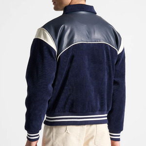 Chaqueta Universitaria Personalizada para Hombre, 100% Poliéster/Algodón, Color Azul Marino, Ecológica, Reversible, con Parches Bordados en la Parte Delantera - Product Image 5