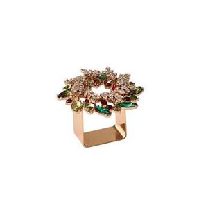 อุปกรณ์ตกแต่งโต๊ะอาหารของโรงแรมที่สวยงามแหวนผ้าเช็ดปากสีโรสโกลด์ทรงสี่เหลี่ยมออกแบบด้านบนด้วยพลอยเทียม - Product Image 1