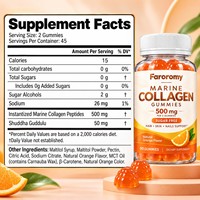Gummies de Collagène Marin OEM Sans Sucre Saveur Orange Naturelle 500mg Peptides Soutien Cheveux Peau Ongles à Base de Pectine 90 Unités