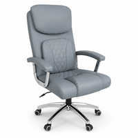 Chaise de bureau exécutive ergonomique moderne de qualité supérieure, gris, avec dossier haut, coutures en losange, pivotant à 360° et réglable en hauteur