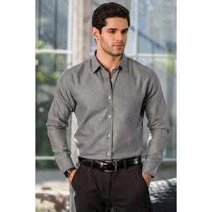 Chemises décontractées pour hommes PILIS, 100% coton, tissu popeline respirant, col montant, coupe classique pour le printemps et l'automne - Product Image 1