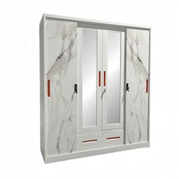 Armoire en acier pour la maison, chambre de bébé, armoire en fer à 4 portes, armoire en acier avec motif imprimé, porte coulissante, armoire en métal