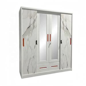 Armoire en acier pour la maison, chambre de bébé, armoire en acier à 4 portes, armoire en acier avec motif imprimé, porte coulissante, armoire en métal - Product Image 5