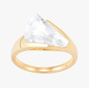Anillo Unisex de Plata de Ley 925, bisel chapado en oro, piedra preciosa de cristal áspero, diseño religioso único para compromiso de boda - Product Image 1