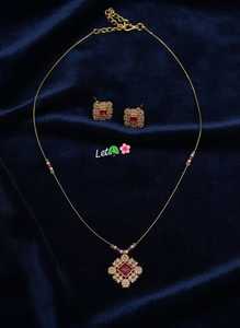 Newly Arrival Classic Square Green <b>Crystal</b> Pendant Necklace & Earring <b>Set</b> For Sale By Exporters - Product Image 4