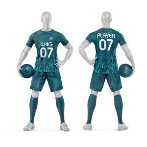 ชุดฟุตบอลกางเกงขาสั้นของผู้ชายผ้าโพลีเอสเตอร์100% พิมพ์ลายแบบถ่ายเทความร้อนออกแบบได้ตามที่ต้องการชื่อทีมเป็นมิตรกับสิ่งแวดล้อมสี่วิธียืดได้อย่างรวดเร็ว - Product Image 3