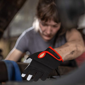 Gants de mécanicien Bout des Doigts Renforcé Paume Rembourrée Anti-Vibration Lisse Bracelet Réglable-Supérieur - Product Image 6