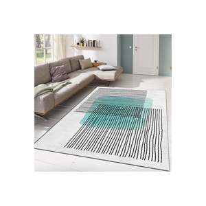 Alfombra de felpa Jacquard a rayas turquesa, alfombra Rectangular impresa en 3D para decoración de dormitorio o sala de estar para pasillo - Product Image 1