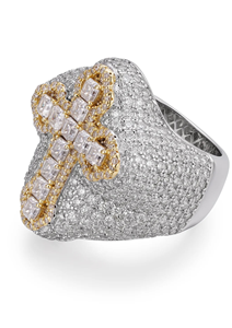 Men's Rhodium-Plated Prong-<b>Set</b> Princess Cut Moissanite and S925 Sterling <b>Silver</b> <b>Ring</b> Hip-Hop Style - Product Image 4