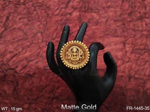 Exquisite Temple <b>Finger</b> <b>Rings</b> Traditional Indian Jewelry Handmade Gold Plated <b>Rings</b> Elegant Ethnic Design Perfect Gift for Women - Product Image 5