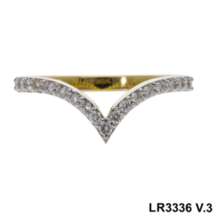 Magnifique alliance de mariage en or jaune plaqué rhodium avec diamants naturels pavés de 0,29 carats, motif chevron en V, empilable, pour anniversaire - Product Image 3
