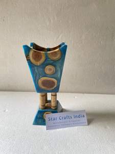 Brûleur d'encens arabe Mukhabir en bois et résine fait à la main avec dessus en métal et support de base en bois et résine au prix de gros - Product Image 4