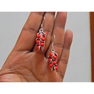 925 argent Sterling grappe de raisins boucles d'oreilles corail mode pierres précieuses Cabochon E0065-GS cadeau pour les filles et les femmes - Product Image 5