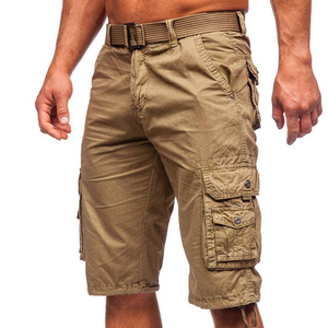 Pantalones cortos cargo de algodón 100% sólidos para hombre al por mayor, de secado rápido, transpirables, estilo Hip Hop, cierre de cordón, nuevo último diseño - Product Image 1