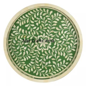 Incrustation de nacre de forme ronde de 14 pouces de diamètre sur une planche en MDF Offre Spéciale un plateau de service alimentaire fournitures pour restaurants et hôtels - Product Image 6