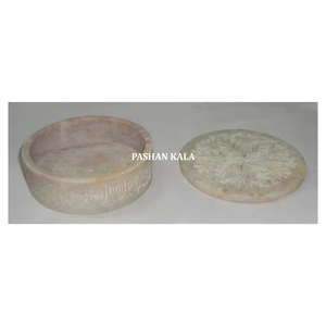 Grossiste et fabricant Boîte de rangement pour bijoux en stéatite naturelle de forme ronde faite à la main pour les entreprises et les cadeaux - Product Image 1