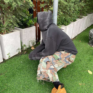 Sudadera con capucha con estampado de lavado ácido de lujo de gran tamaño para hombre de algodón pesado logotipo personalizado patrón sólido temporada de invierno polar sin cuerda - Product Image 5