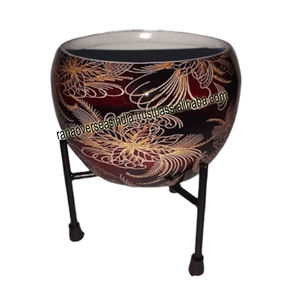 Maceta de metal Meena de calidad superior, maceta redonda de esmalte con patrón clásico para decoración de mesa de hogar y hotel - Product Image 5