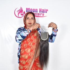 Prix de gros, vrais cheveux indiens lisses, fermeture disponible directement de l'usine, avec volume et brillance naturelle, en vente - Product Image 2