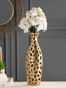 Vase en métal doré artisanal conçu pour des centres de table époustouflants, des fleurs saisonnières et un style de table d'appoint moderne en provenance d'Inde - Product Image 3