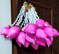 Décoration murale ou de porte en tissu indien fait main, petite feuille de lotus artificielle, centre de table pour mariage