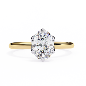 แหวนหมั้นทองคำ 14K สีเหลือง ประดับเพชรทรงรี 8.5 มม. น้ำหนัก 2.80 กะรัต พร้อมใบรับรอง IGI แหวนเพชรประดับแบบฝังเพชร - Product Image 2