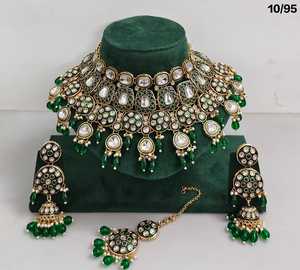 สร้อยคอ Jaypuri พร้อมต่างหูชุดเครื่องประดับงานแต่ง - Product Image 4