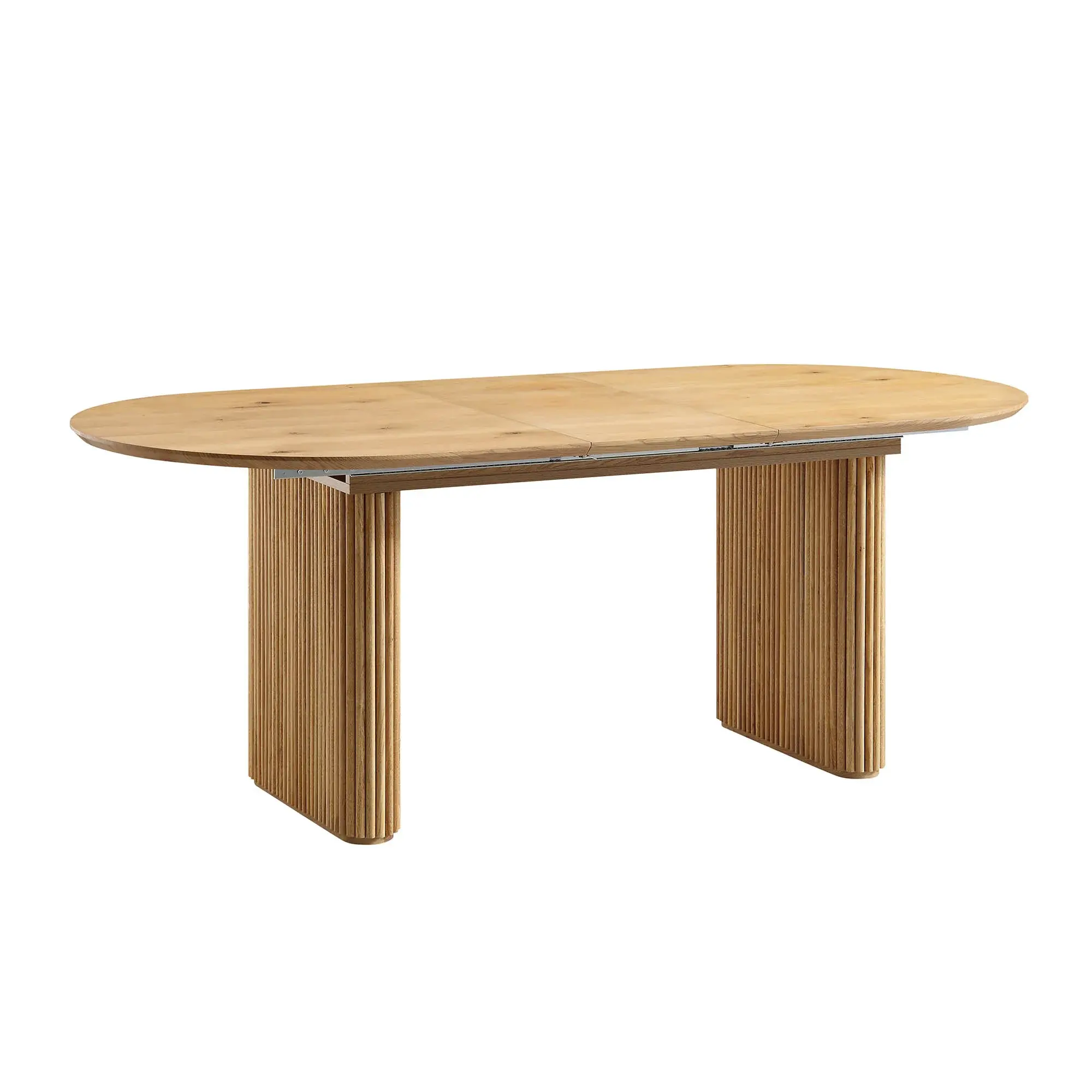 Wholesale Modern Nordic Dining Room Furniture Oak Solid Wood Oval 6 8 Seater Extending Dining Table