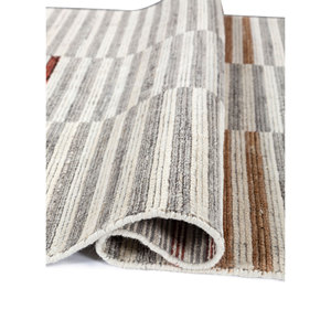 Alfombras de Lana Rayadas Color Marfil Contour, Alfombra Clásica Rectangular Grande de 9x12 para Pasillo, Diseño para Decoración de Sala de Estar Juvenil, Tejida a Mano Hwl-282 - Product Image 2