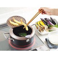 Pot à Tempura de Style Traditionnel Japonais avec Thermomètre avec Passoire à Huile TP-7 Pot à Tempura Syokusaitei 20 cm