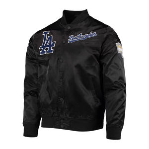 Customizable High Quality Eco-Friendly <b>Vintage</b> Satin <b>Varsity</b> <b>Jacket</b> Breathable Polyester Woven Plus Size Option Team Sports Club - Product Image 4