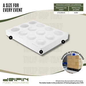 Plateau en papier recyclable à double paroi blanc avec 12 compartiments circulaires pour tasses tulipes, contenants pour cupcakes et muffins, jetables - Product Image 3