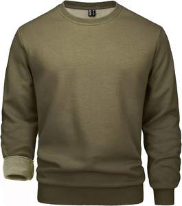 Sudadera informal de cuello redondo de manga larga de poliéster/algodón sólido para hombre, jersey de lana cálido para invierno, Sudaderas con cuello levantado, teñido liso - Product Image 1