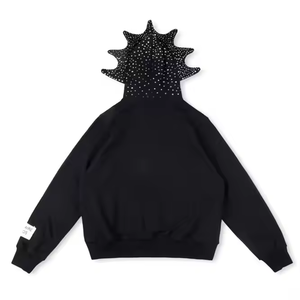 Sweat à capuche intégral SS25 Glo Gang pour homme et femme, broderie en strass, fermeture éclair, 100% coton, décontracté, hiver, capuche, uni, tissu en molleton 450GSM - Product Image 2