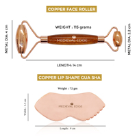 Rouleau facial et Gua Sha en cuivre pur à 100 % Medieval Edge CFRG003 – Outils de massage facial anti-âge pour la beauté