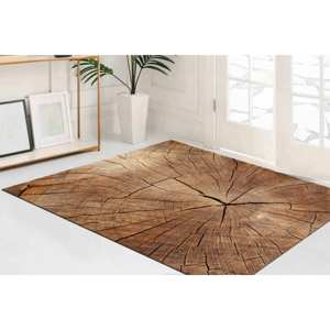 Tapis à motif de souches d'arbres : Tapis d'appoint moderne pour salon, tapis fin non tissé - Product Image 3