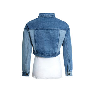 Chaqueta Vaquera Corta Informal para Mujer, Estilo Color Block, Algodón, Personalizable con Logotipo, Transpirable, Secado Rápido, Mangas Largas para Invierno - Product Image 6