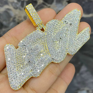 Colgante de Plata de Ley 925 único para hombre Moissanite Diamond Rapper Letter Nombre personalizado Colgantes y dijes de estilo Hip Hop - Product Image 1