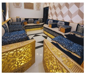 Diseño interior árabe Majlis, diseño clásico moderno, elegante conjunto de sala de estar, asientos de esquina de lujo, diseño que ahorra espacio - Product Image 1