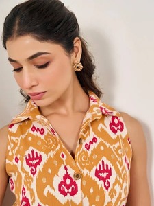 เดรสผ้าฝ้ายพิมพ์ลายดอกไม้ทำด้วยมือเป็นมิตรต่อสิ่งแวดล้อมสำหรับผู้หญิงชุดเดรสลำลองและปาร์ตี้สำหรับงานแต่งงานในฤดูร้อน - Product Image 2