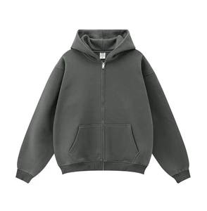 Sudadera con capucha y cremallera de estilo callejero para mujer, chaquetas de salón holgadas de gran tamaño, suministro de fábrica OEM, sudaderas con capucha con cremallera de lana de algodón - Product Image 6