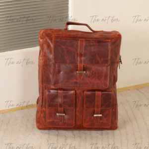 Sacs à dos pour hommes en cuir véritable vintage personnalisés avec fermeture à glissière, capacité de 30 à 40 L, qualité d'exportation 100%, sacs unisexes pour hommes et femmes - Product Image 4