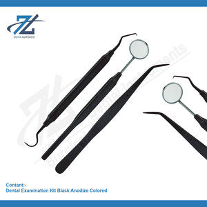 Kit de examen Dental, juego de diagnóstico Dental Manual de acero inoxidable anodizado negro con sonda de espejo, pinzas de color Pakistán - Product Image 2