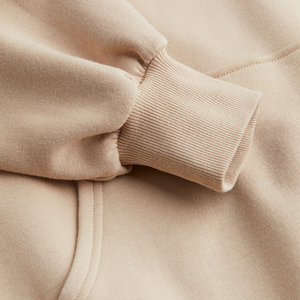 Sweat-shirt à capuche beige surdimensionné pour homme, coupe ample, manches classiques, poche avant, logo personnalisé, brodé, uni, hiver - Product Image 6