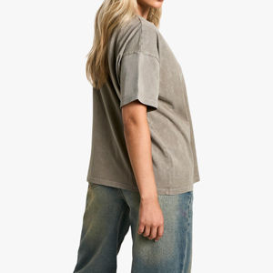 Camiseta Extra Grande de Alta Calidad para Mujer, Al Por Mayor, Personalizada, de Algodón, Tejido de Punto, Felpa, Antiarrugas, Transpirable, Deportiva - Product Image 4