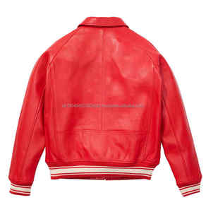 Waseem Impex Chaqueta de motorista de cuero de anilina de piel de oveja real para hombre, forro negro acolchado, bolsillos con cremallera para temporada de invierno - Product Image 3