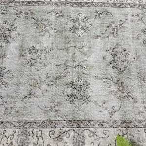 พรมวินเทจ 4.8x7.9 ฟุต สีเทาดำ พรมขนสัตว์โมร็อกโกแบบตุรกี - Product Image 5