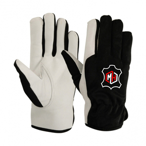 Gants de conduite confortables en cuir de grain de chèvre respirant coton tissu dos main sécurité assemblage gants de travail - Product Image 1